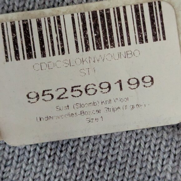 NEW Sloomb Underwoolies Boxcar Stripe Size 1 - Grey with rust, green, and blue - Picture 3 of 4